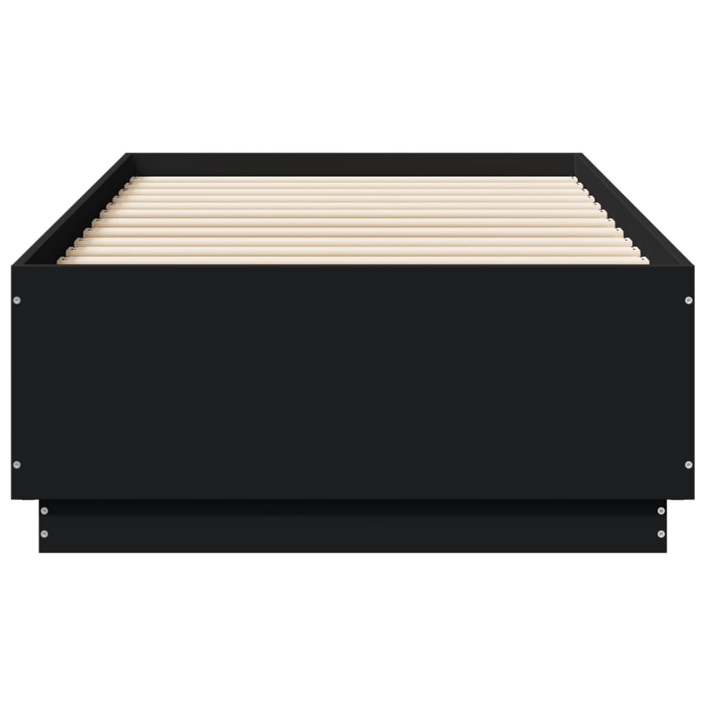 Bed Frame with LED without Mattress Black 75x190 cm Small Single