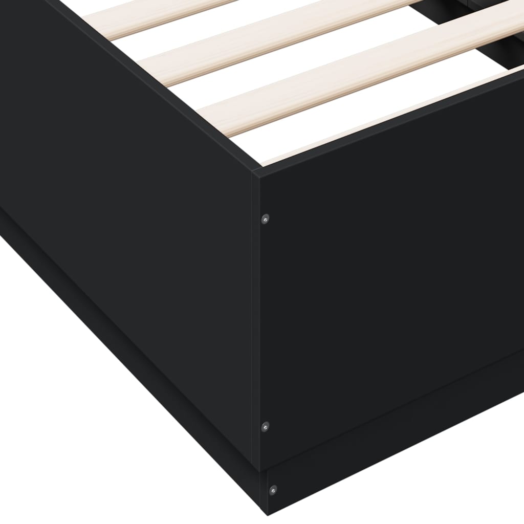 Bed Frame with LED without Mattress Black 75x190 cm Small Single