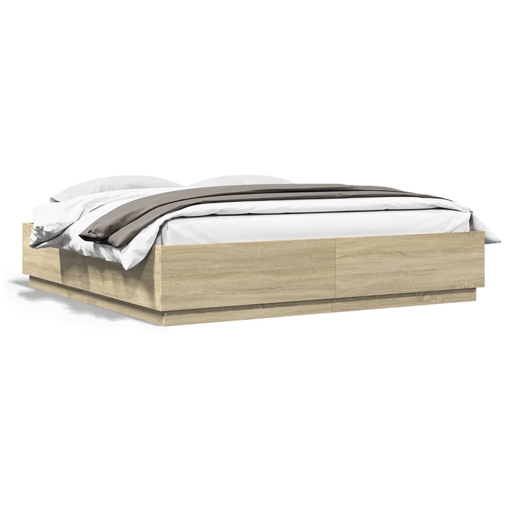 Bed Frame without Mattress Sonoma Oak 200x200 cm