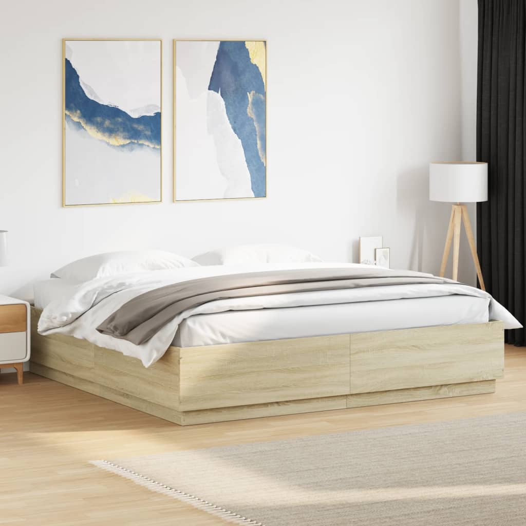 Bed Frame without Mattress Sonoma Oak 200x200 cm