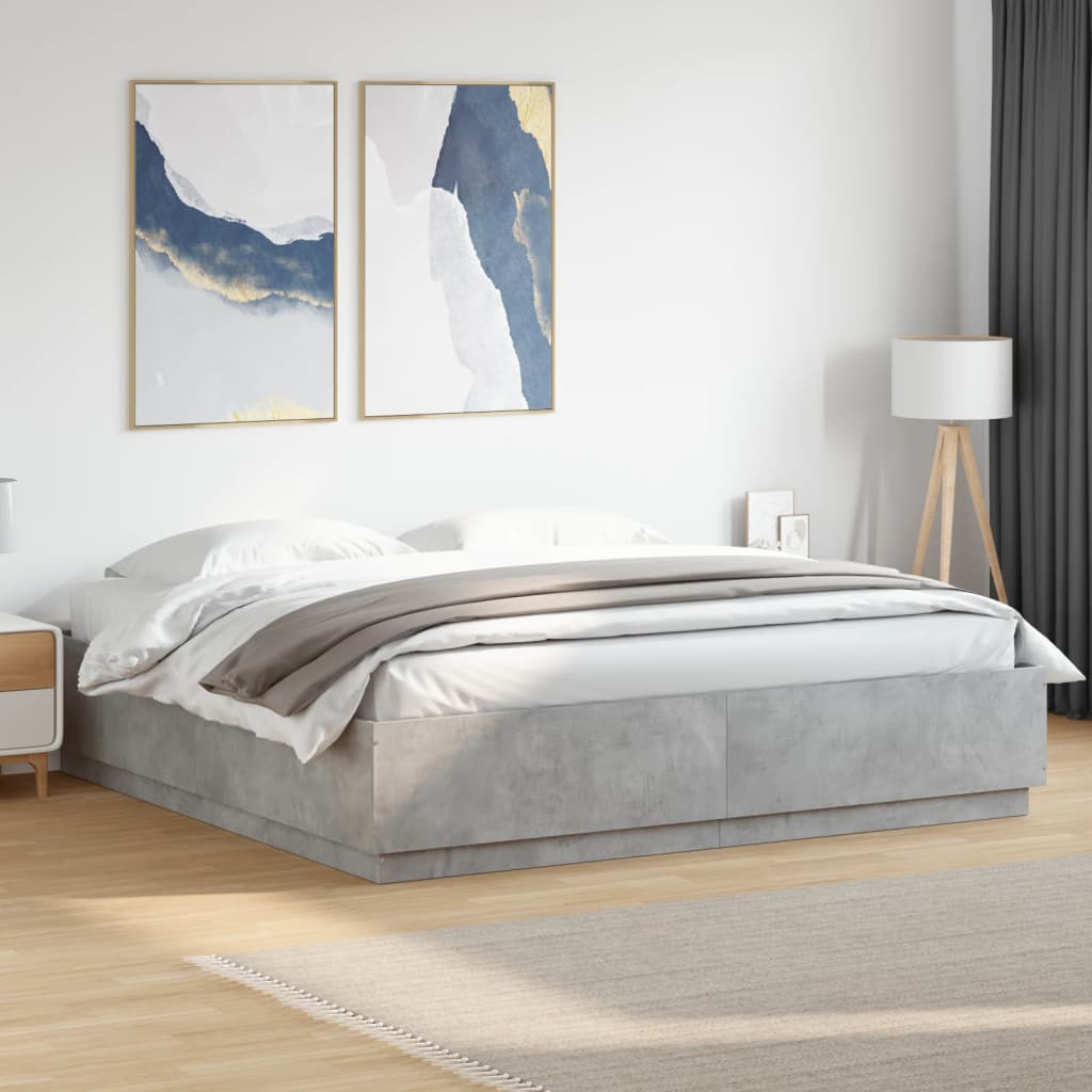 Bed Frame without Mattress Concrete Grey 200x200 cm