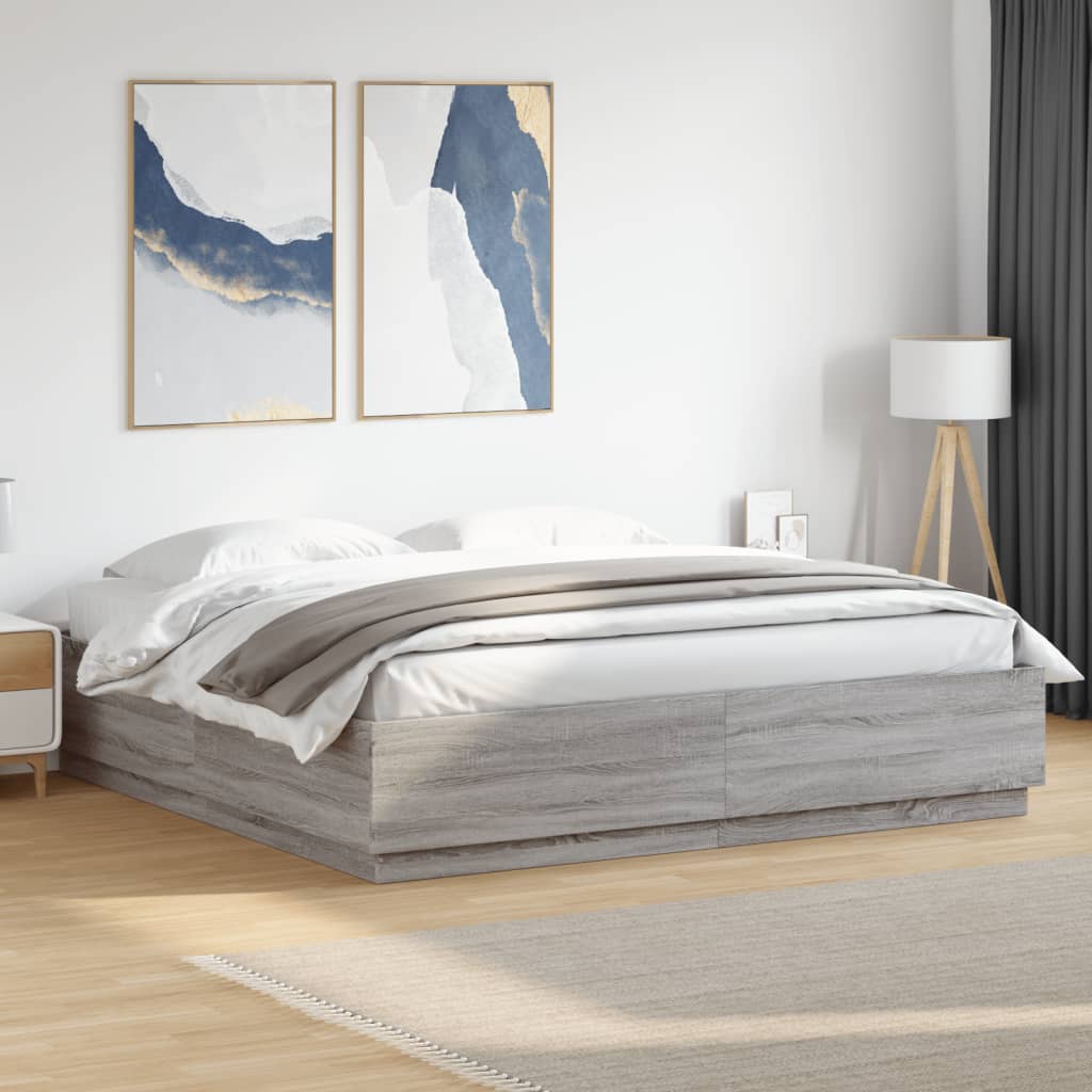 Bed Frame without Mattress Grey Sonoma 200x200 cm