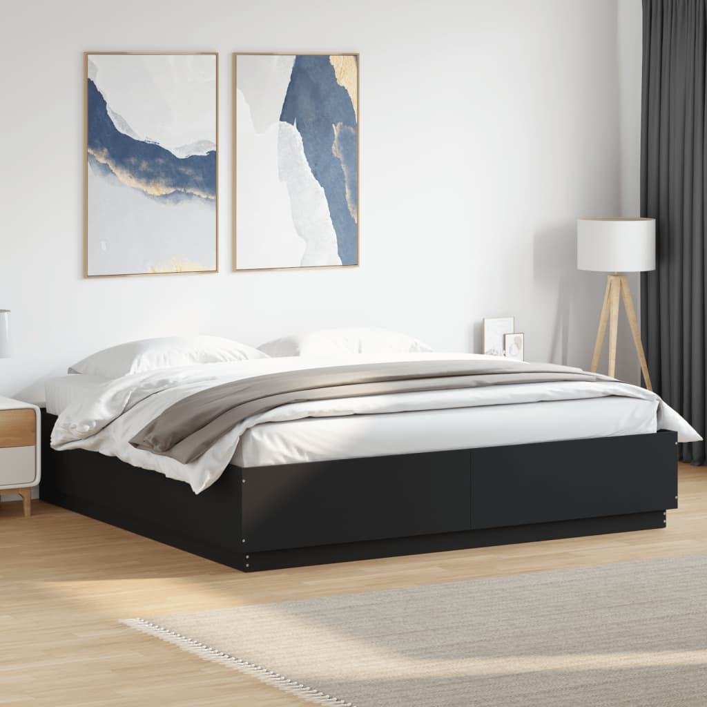 Bed Frame without Mattress Black 180x200 cm Super King