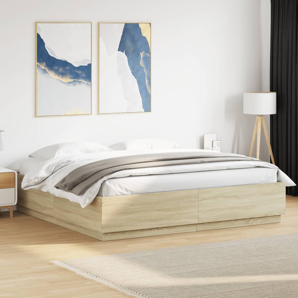 Bed Frame without Mattress Sonoma Oak 180x200 cm Super King