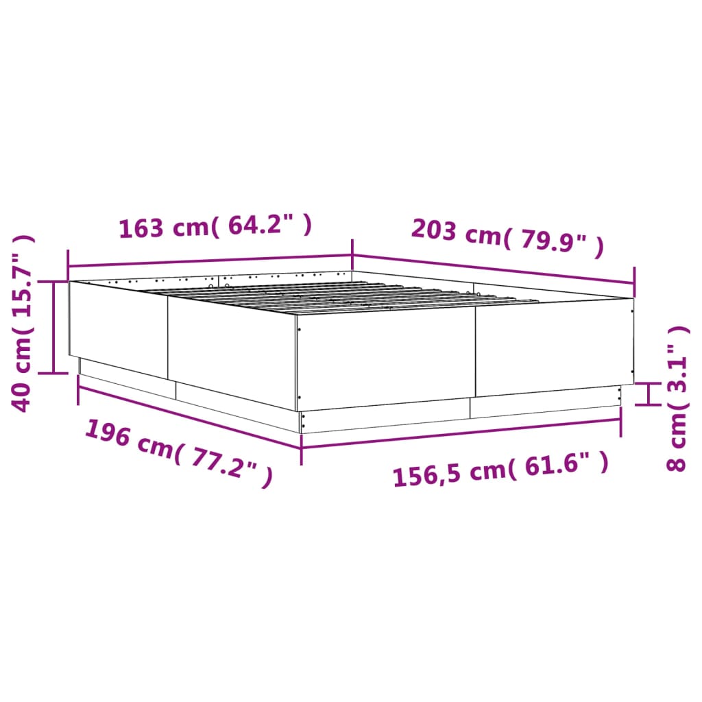 Bed Frame without Mattress White 160x200 cm