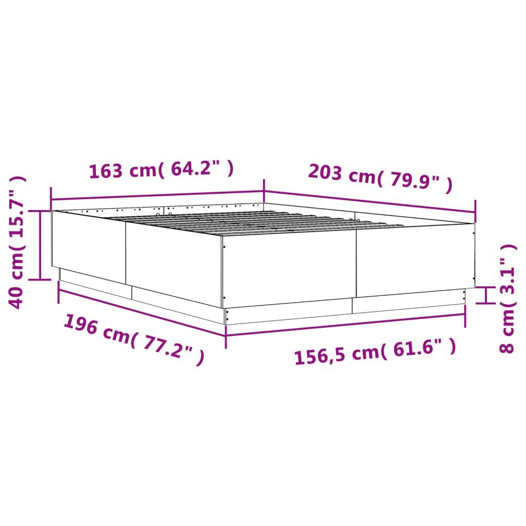 Bed Frame without Mattress Concrete Grey 160x200 cm