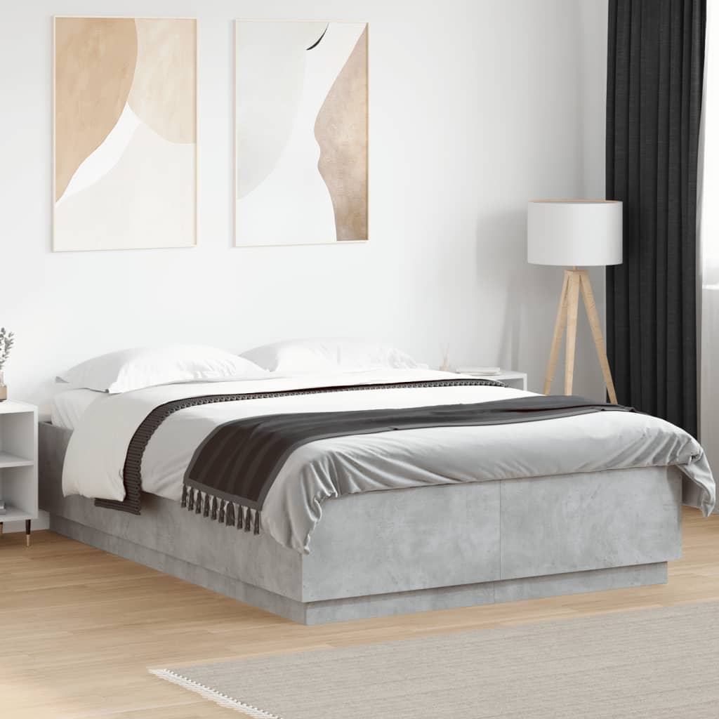 Bed Frame without Mattress Concrete Grey 160x200 cm
