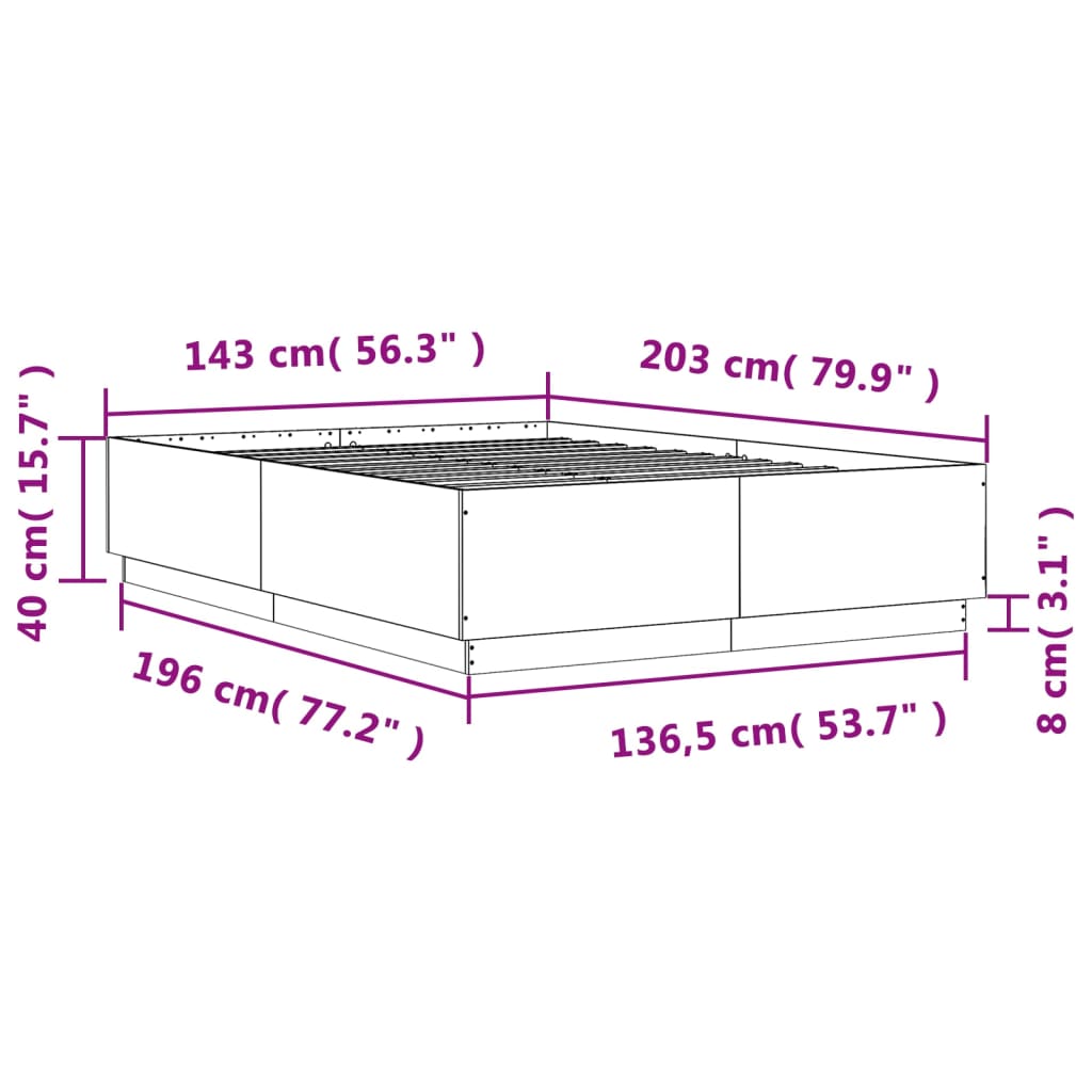 Bed Frame without Mattress White 140x200 cm