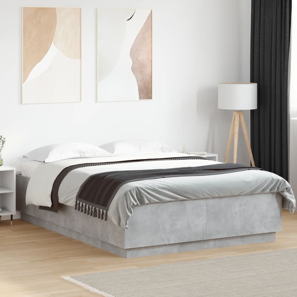 Bed Frame without Mattress Concrete Grey 140x200 cm