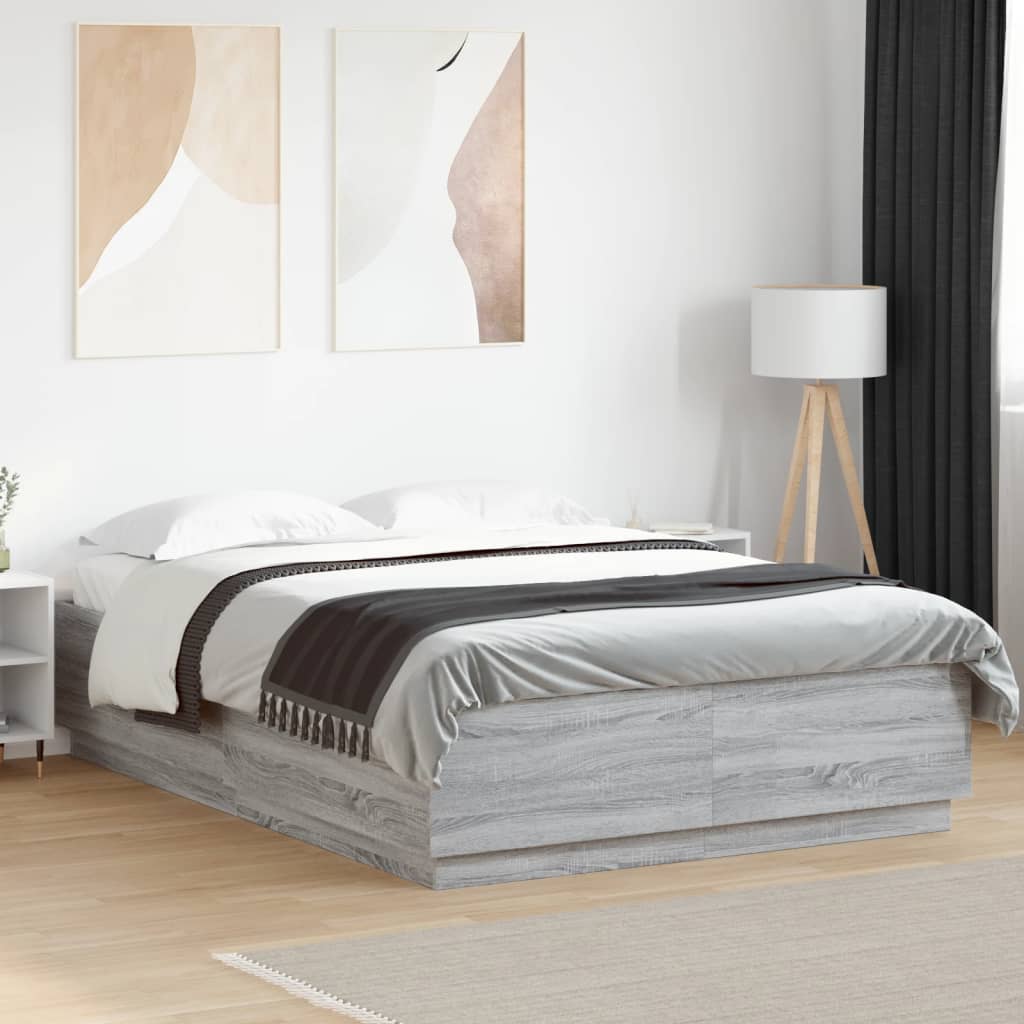Bed Frame without Mattress Grey Sonoma 140x200 cm