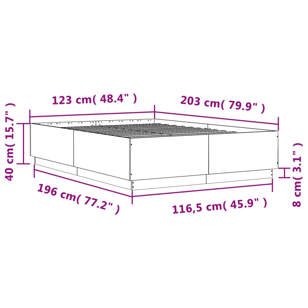 Bed Frame without Mattress Concrete Grey 120x200 cm