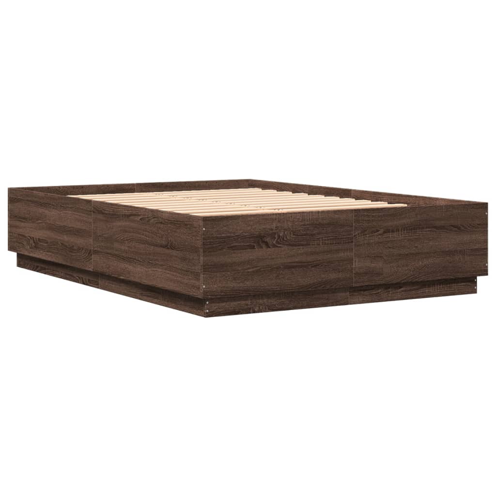 Bed Frame without Mattress Brown Oak 120x200 cm
