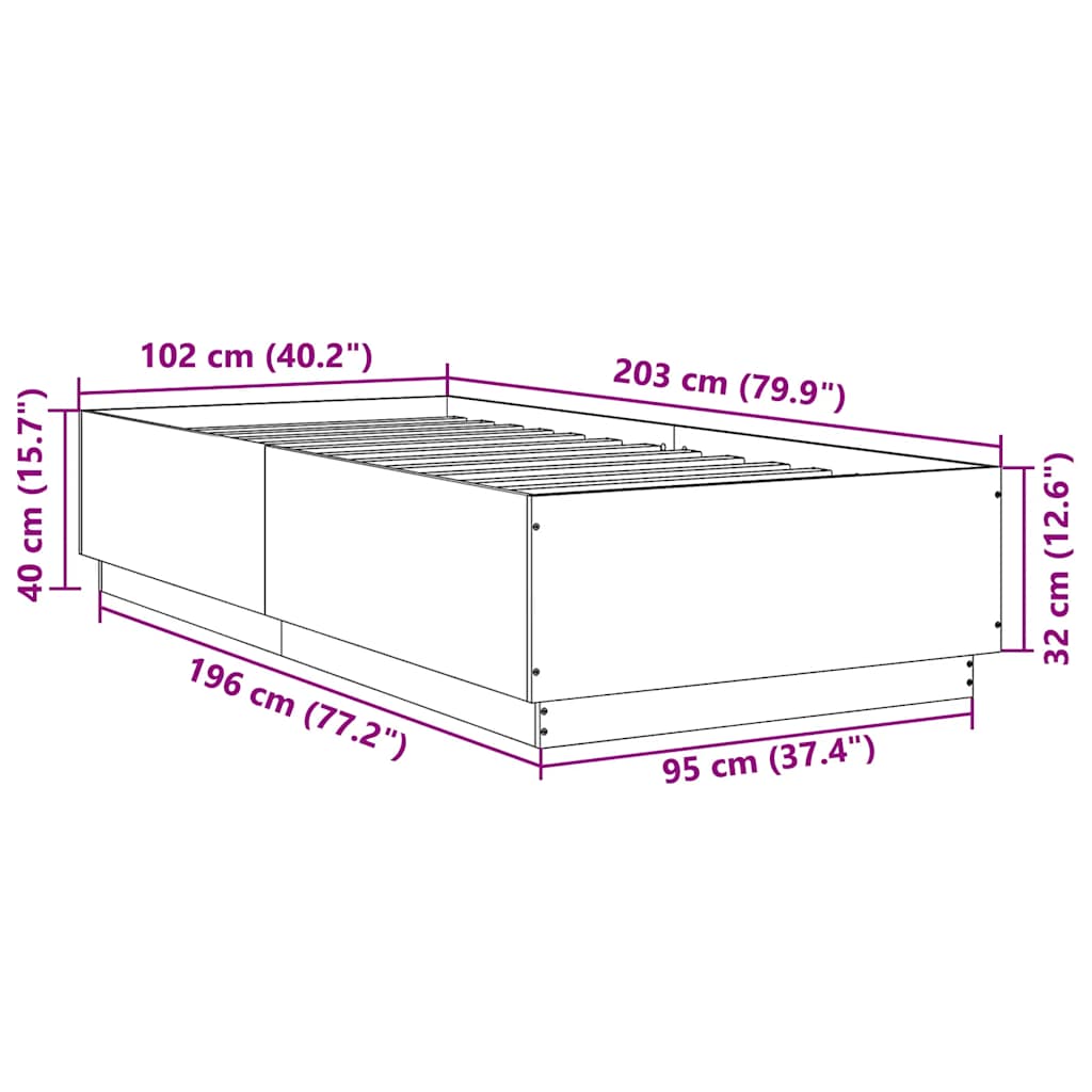 Bed Frame without Mattress Sonoma Oak 100x200 cm
