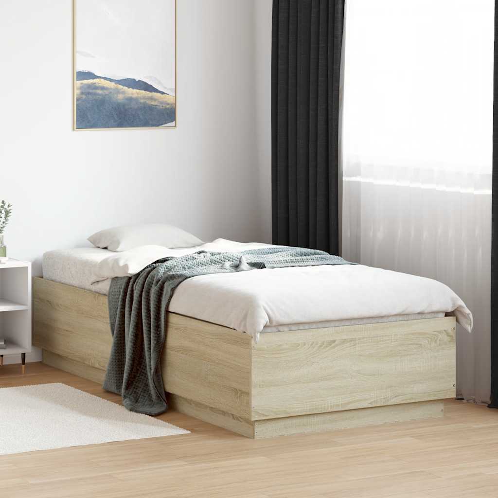 Bed Frame without Mattress Sonoma Oak 100x200 cm