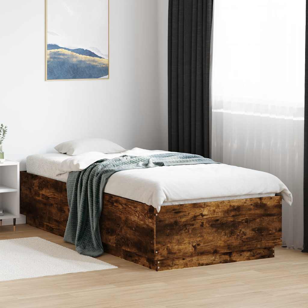 Bed Frame without Mattress Smoked Oak 100x200 cm