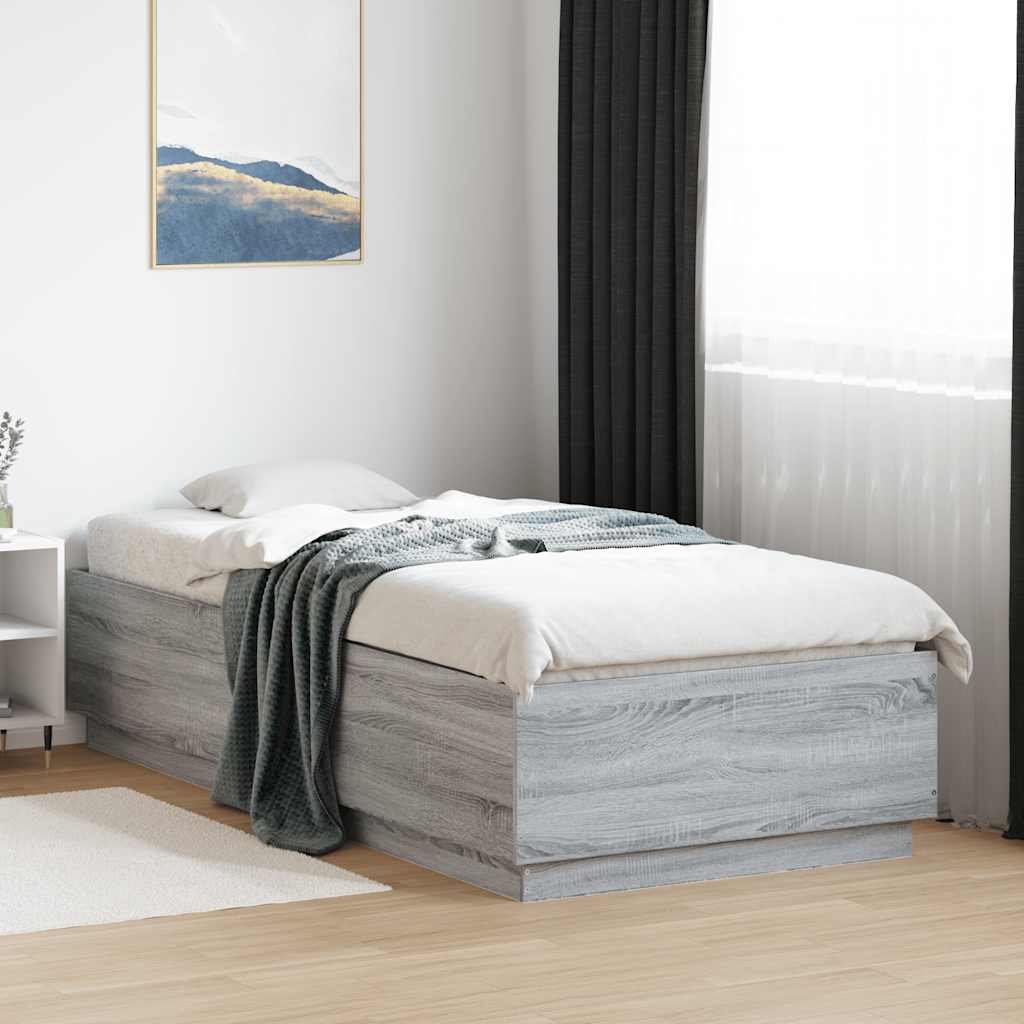 Bed Frame without Mattress Grey Sonoma 100x200 cm