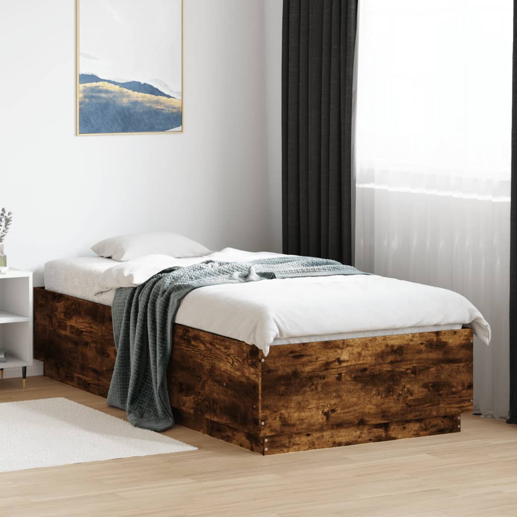 Bed Frame without Mattress Smoked Oak 90x200 cm