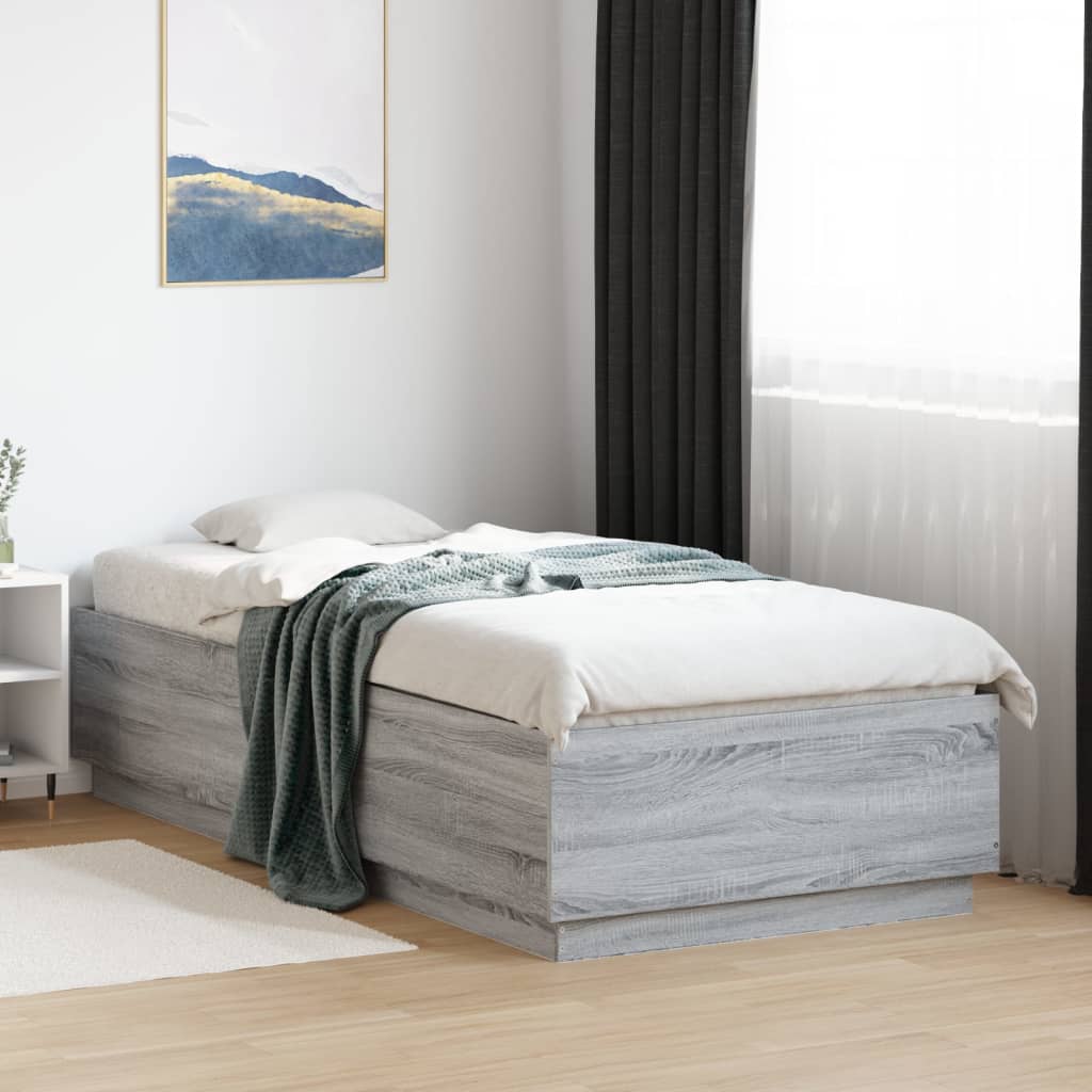 Bed Frame without Mattress Grey Sonoma 90x200 cm