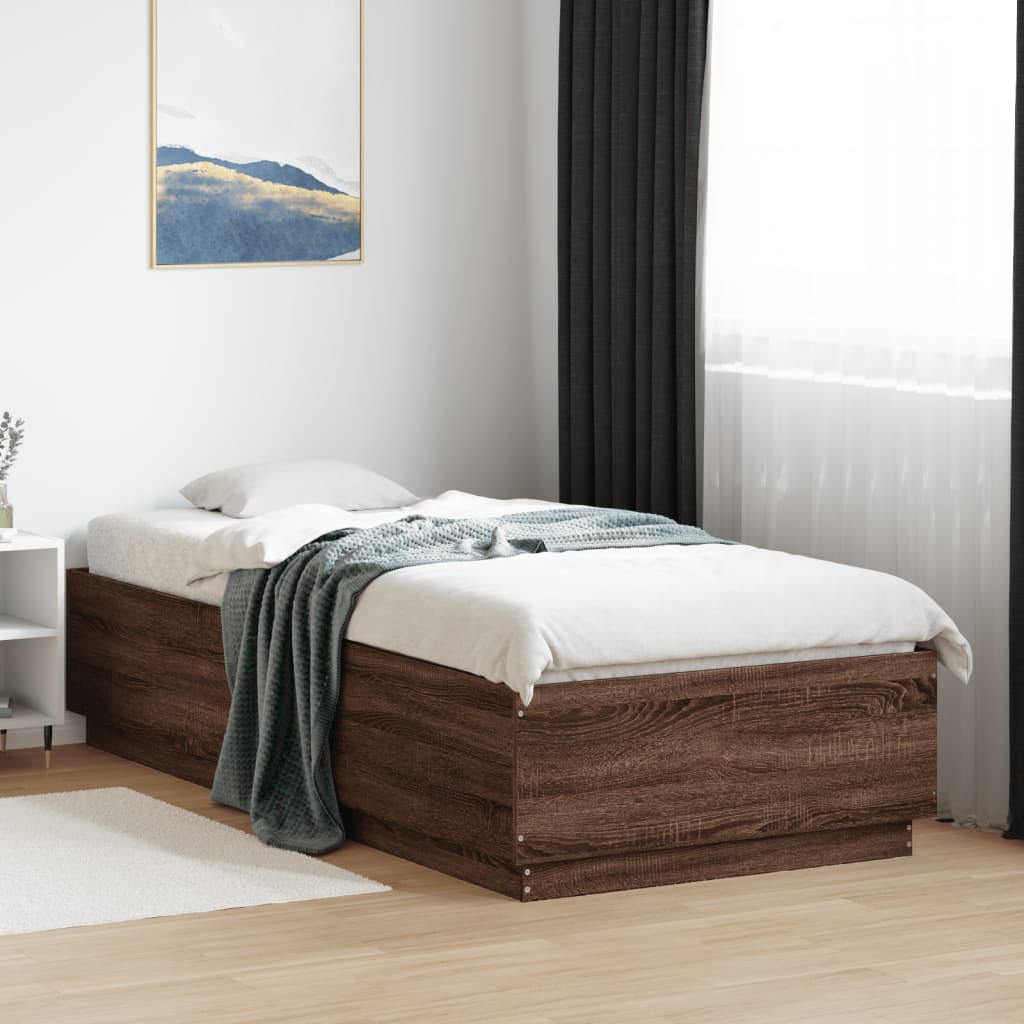 Bed Frame without Mattress Brown Oak 90x200 cm