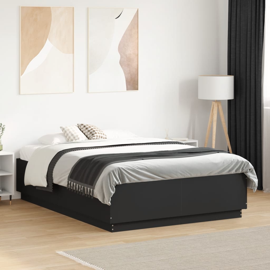 Bed Frame without Mattress Black 140x190 cm