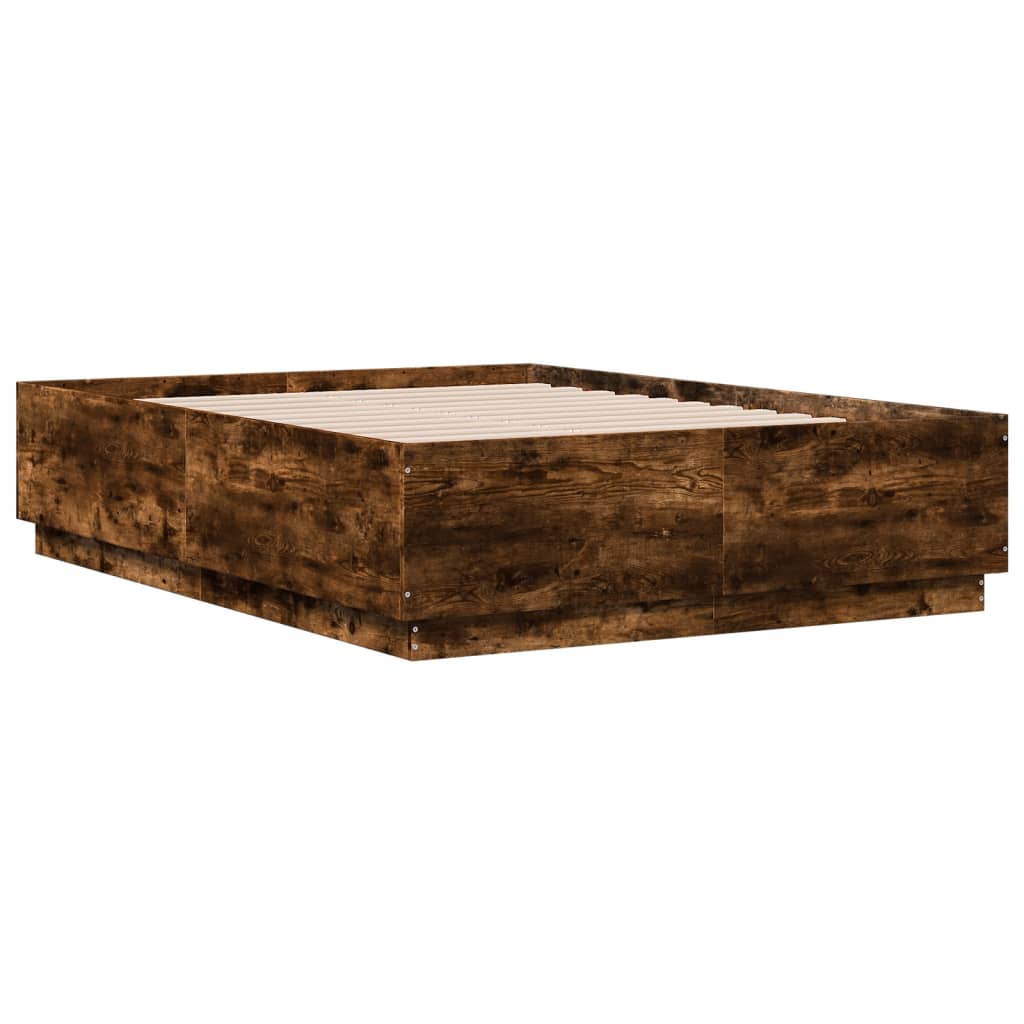 Bed Frame without Mattress Smoked Oak 140x190 cm