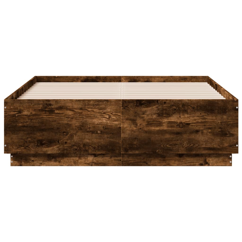 Bed Frame without Mattress Smoked Oak 140x190 cm