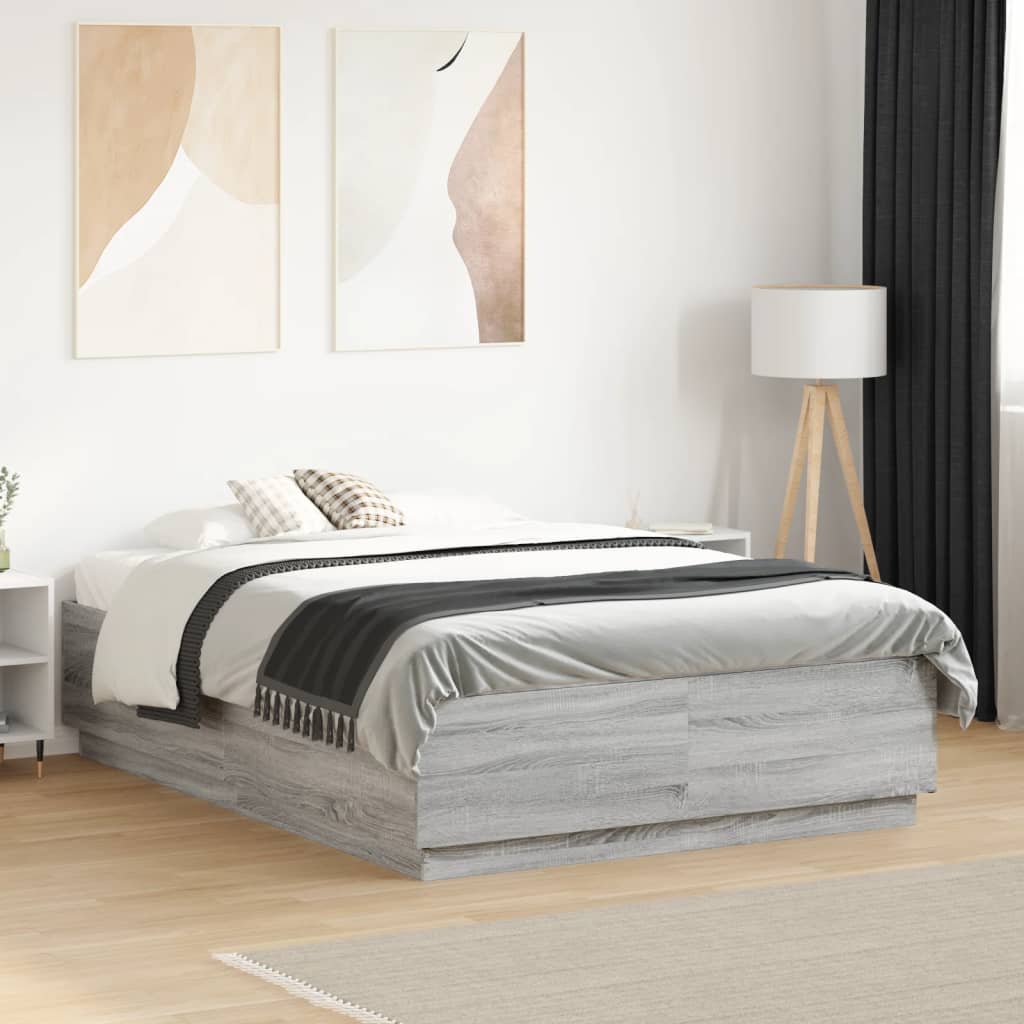 Bed Frame without Mattress Grey Sonoma 140x190 cm