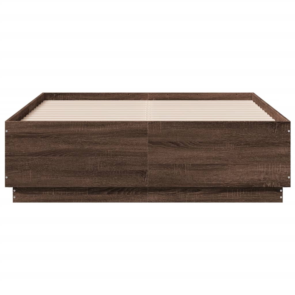 Bed Frame without Mattress Brown Oak 140x190 cm