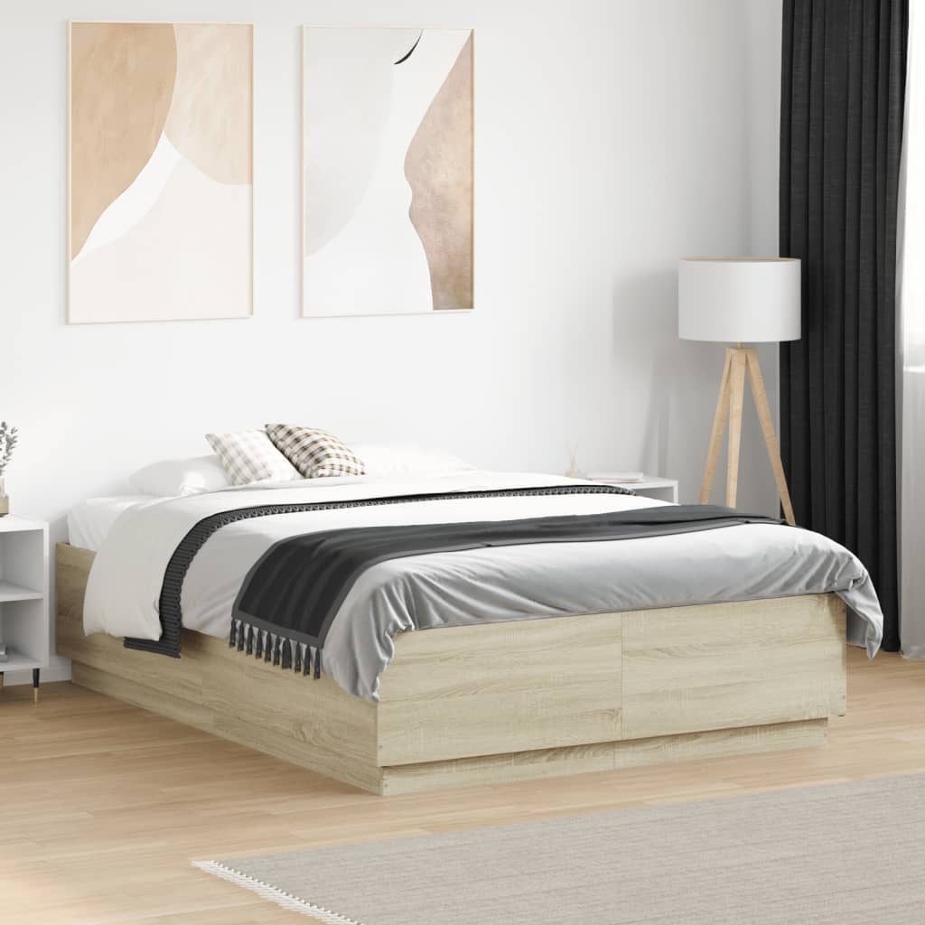 Bed Frame without Mattress Sonoma Oak 135x190 cm Double