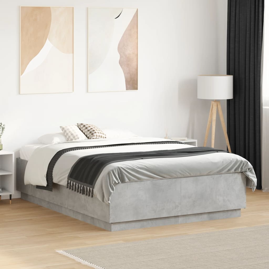 Bed Frame without Mattress Concrete Grey 135x190 cm Double