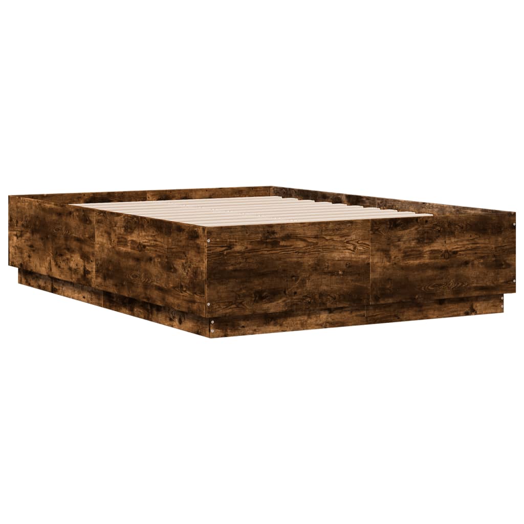 Bed Frame without Mattress Smoked Oak 135x190 cm Double