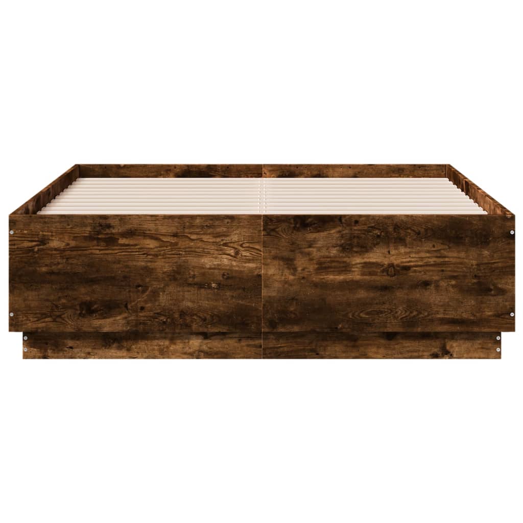 Bed Frame without Mattress Smoked Oak 135x190 cm Double