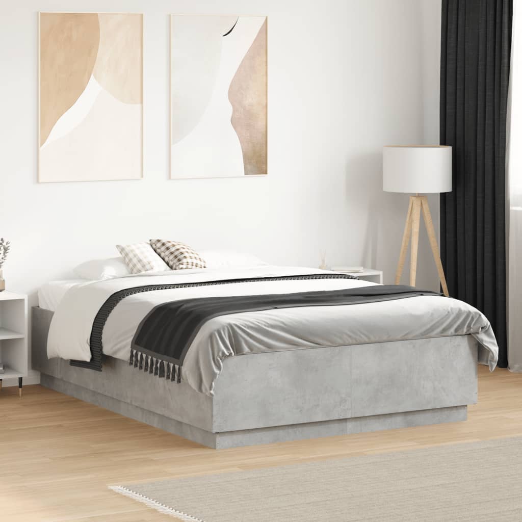 Bed Frame without Mattress Concrete Grey 120x190 cm Small Double