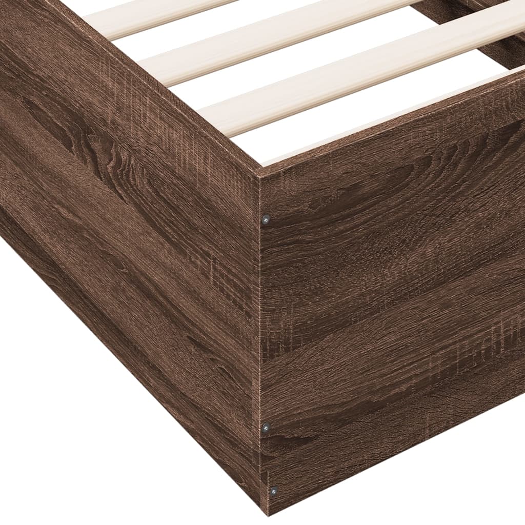 Bed Frame without Mattress Brown Oak 90x190 cm Single