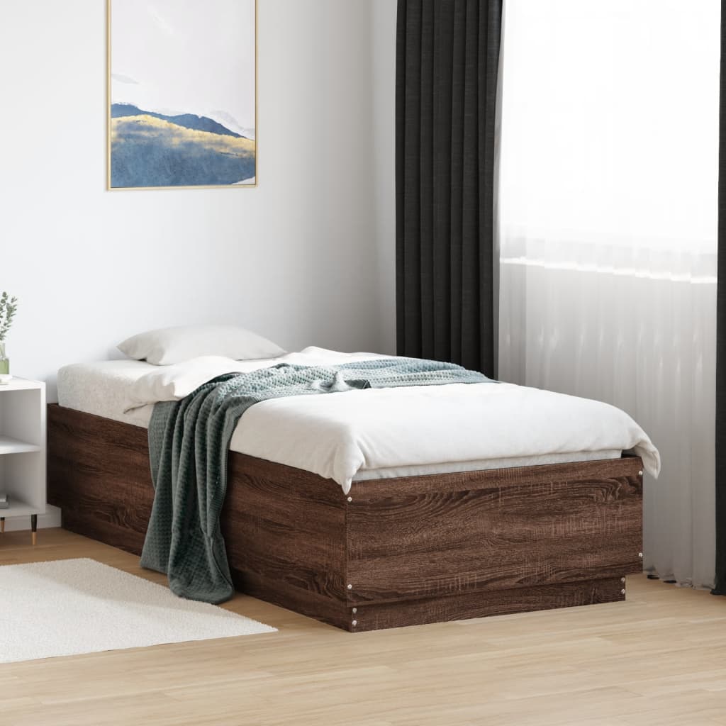 Bed Frame without Mattress Brown Oak 90x190 cm Single