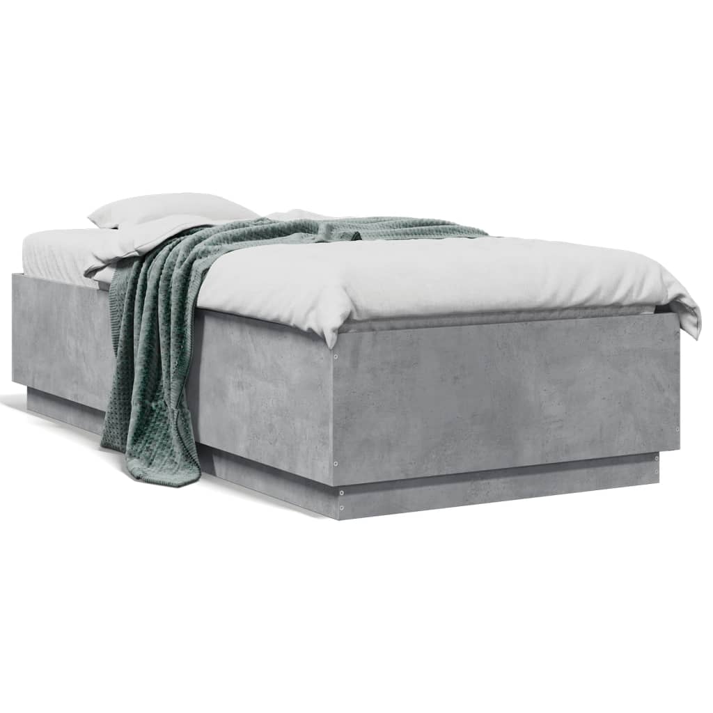 Bed Frame without Mattress Concrete Grey 75x190 cm Small Single