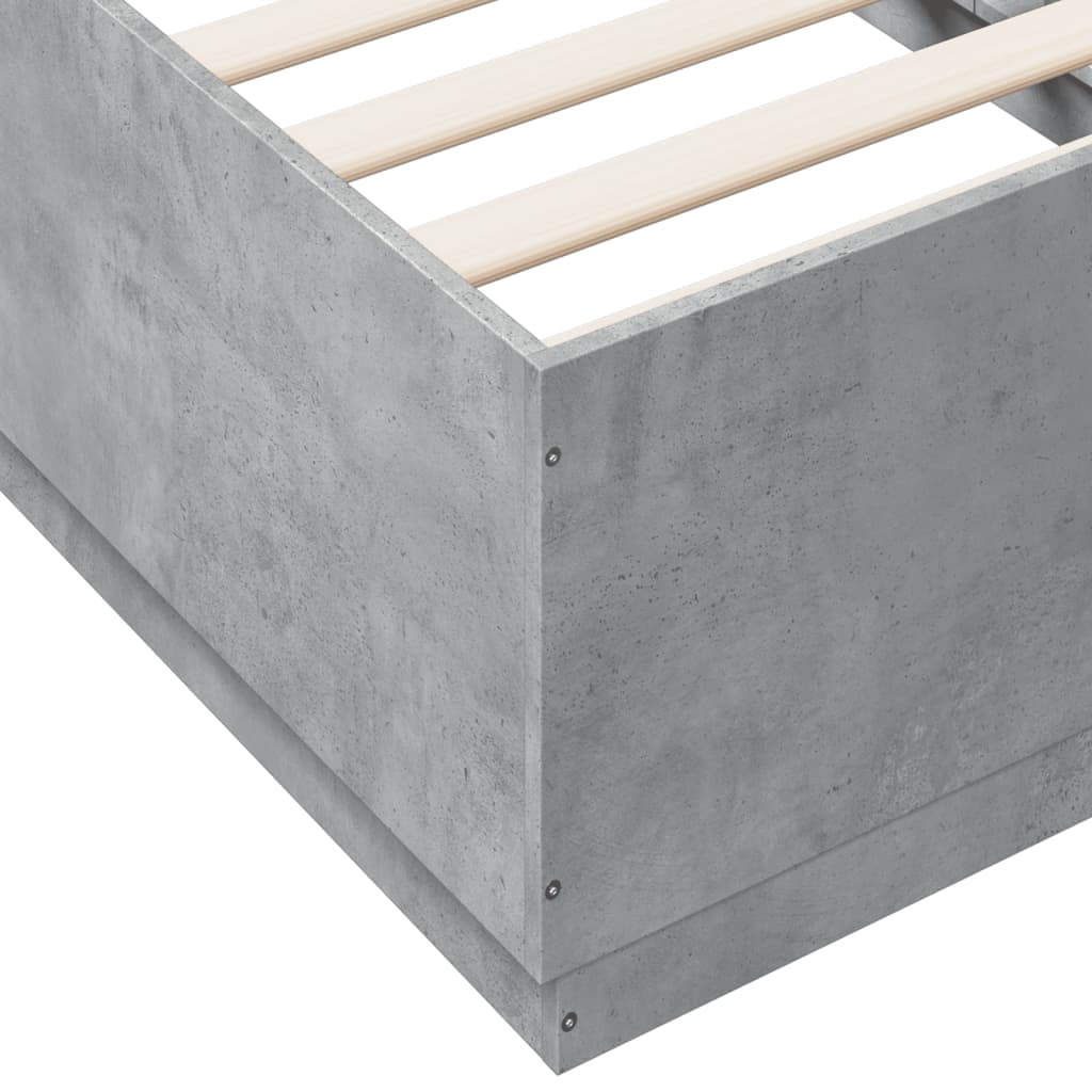 Bed Frame without Mattress Concrete Grey 75x190 cm Small Single
