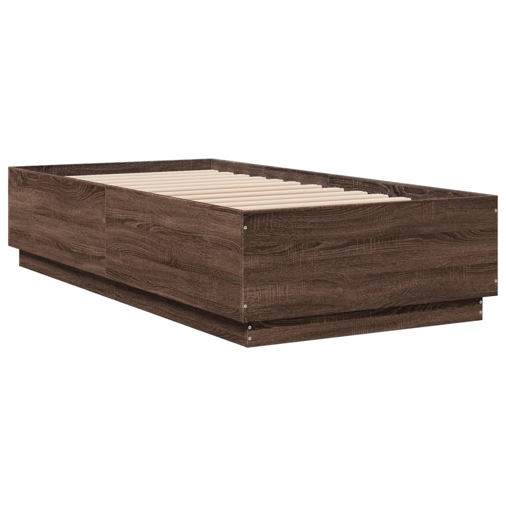 Bed Frame without Mattress Brown Oak 75x190 cm Small Single