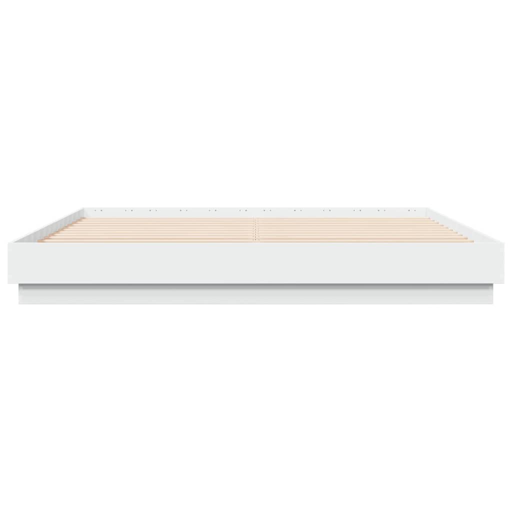 Bed Frame with LED without Mattress White 180x200 cm Super King