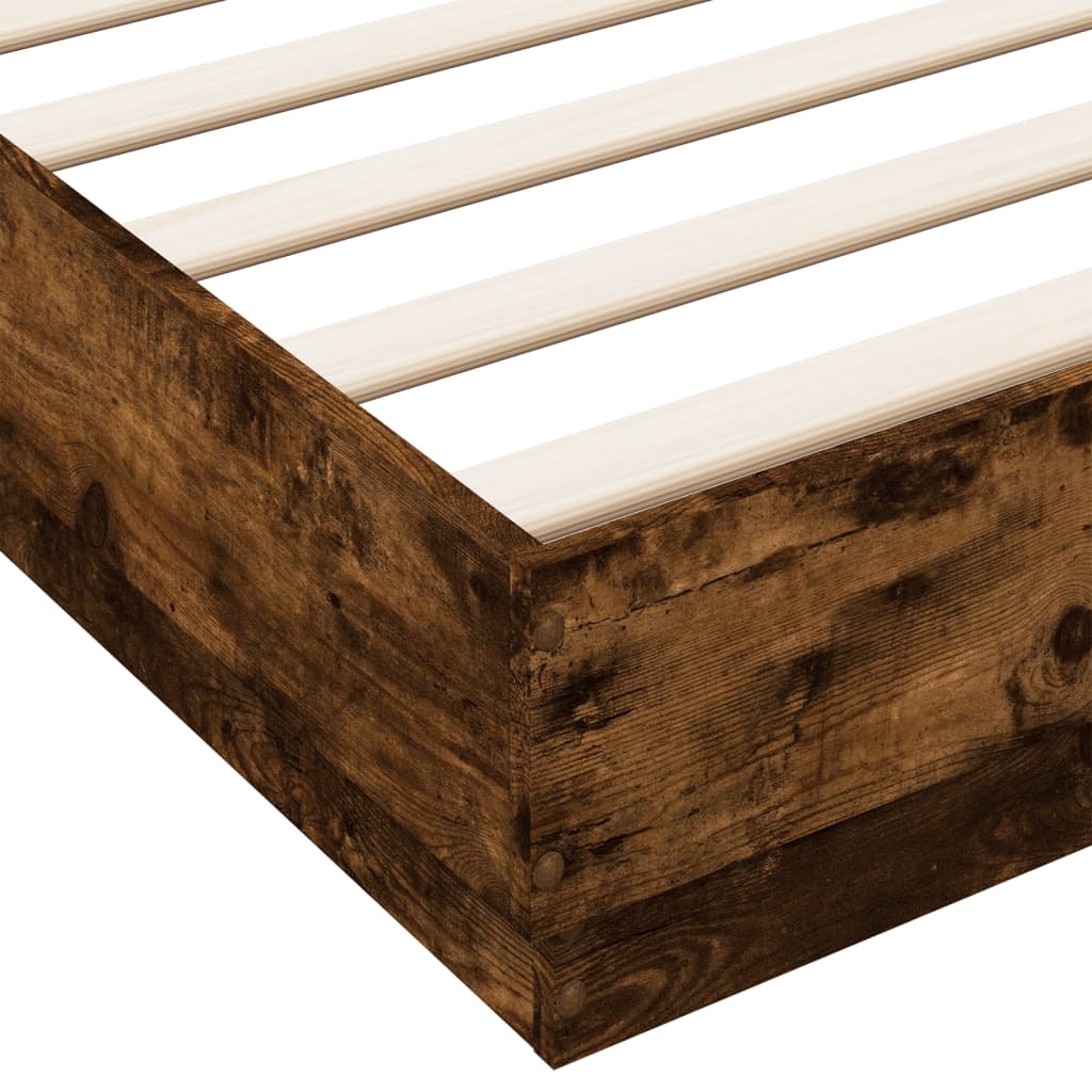 Bed Frame with LED without Mattress Smoked Oak 180x200 cm Super King