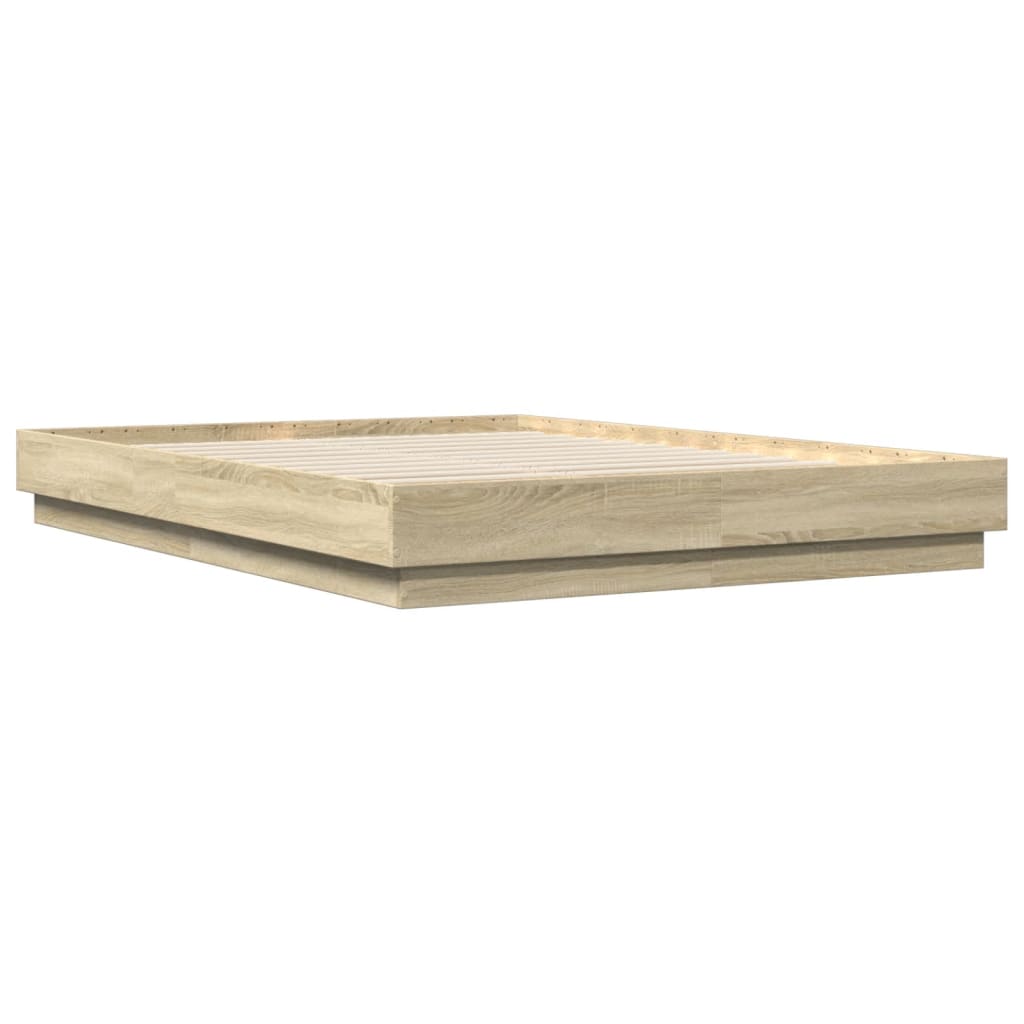 Bed Frame with LED without Mattress Sonoma Oak 160x200 cm