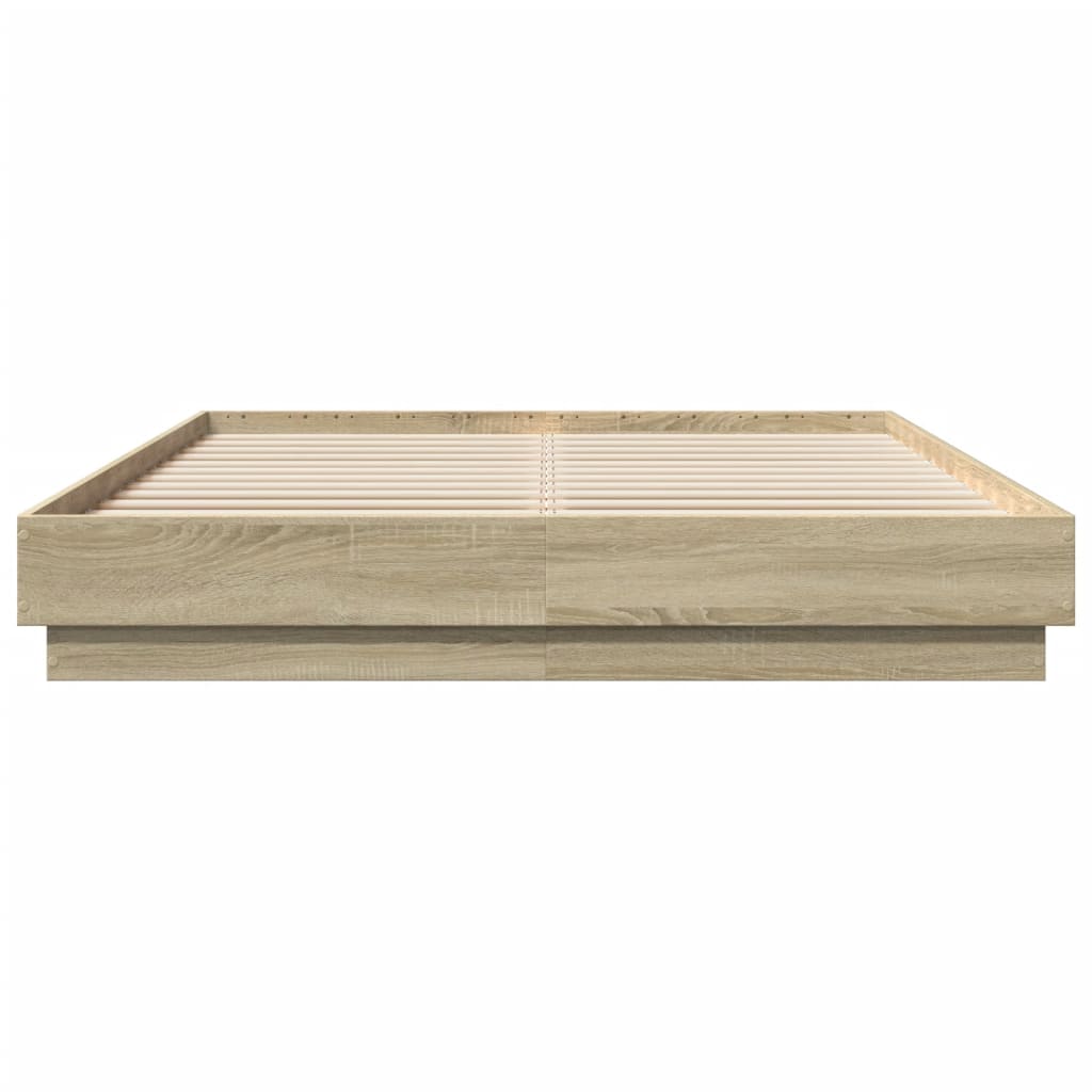 Bed Frame with LED without Mattress Sonoma Oak 160x200 cm