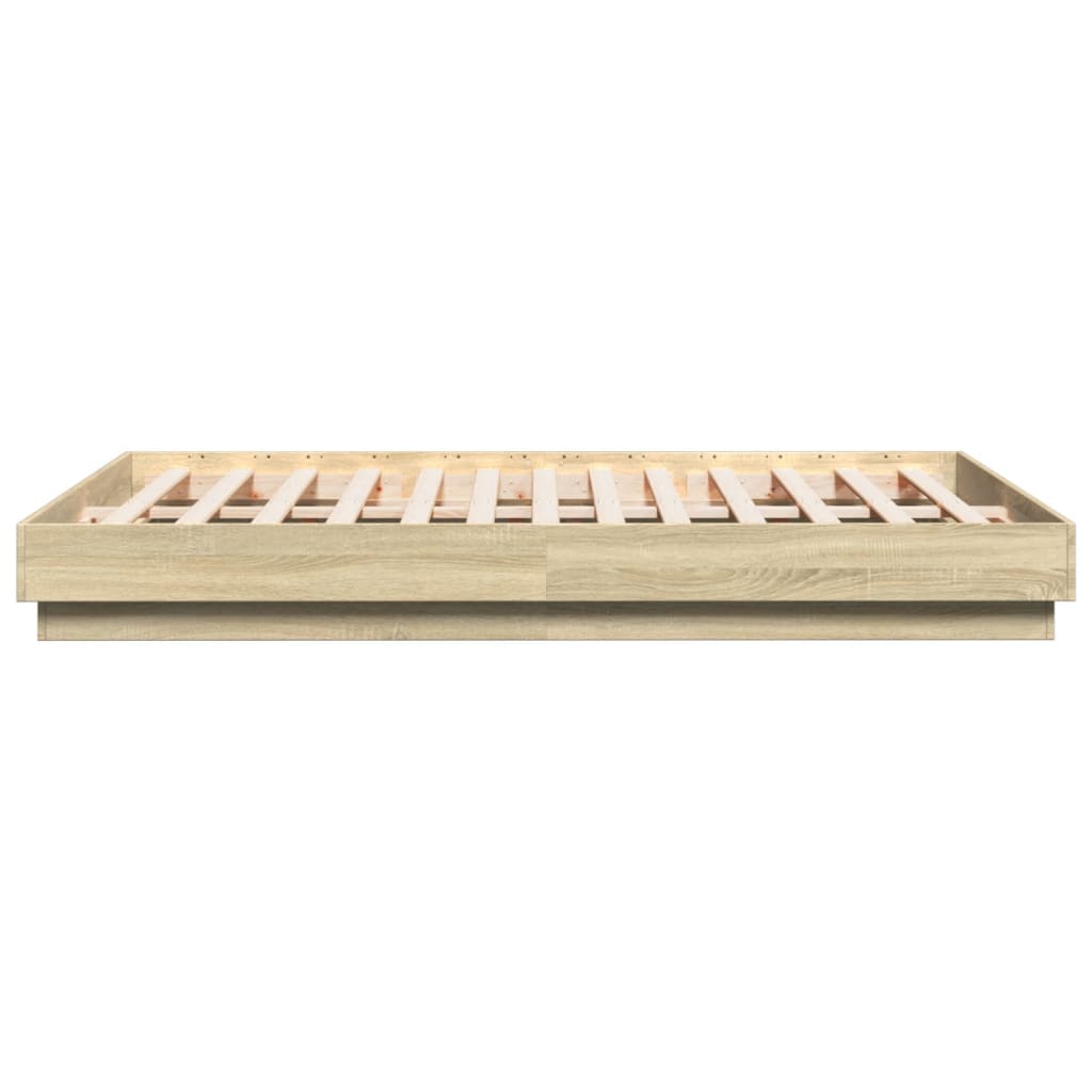 Bed Frame with LED without Mattress Sonoma Oak 160x200 cm