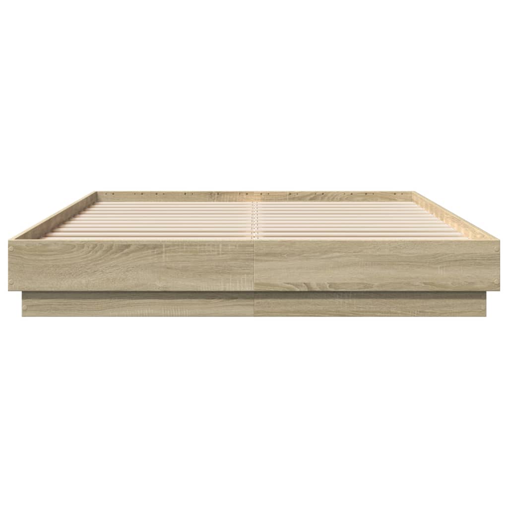 Bed Frame with LED without Mattress Sonoma Oak 140x200 cm