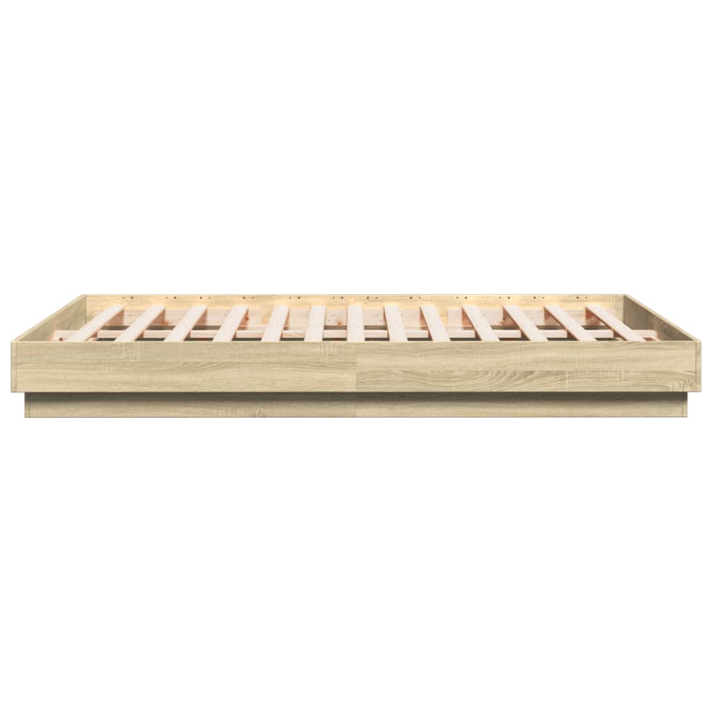 Bed Frame with LED without Mattress Sonoma Oak 140x200 cm