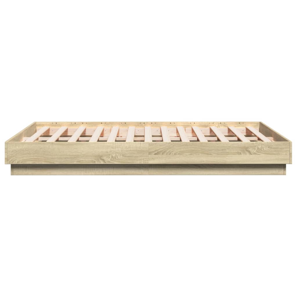 Bed Frame with LED without Mattress Sonoma Oak 120x190 cm Small Double