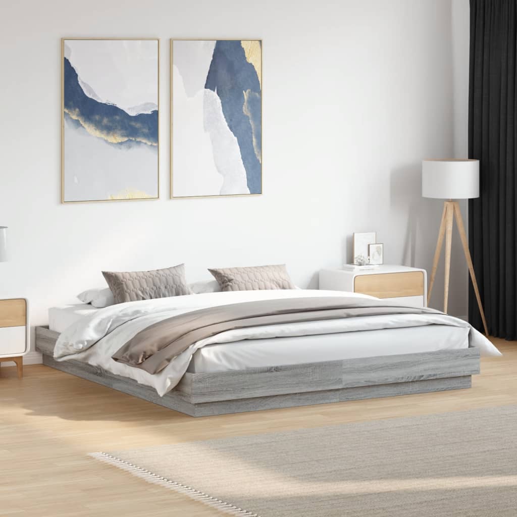 Bed Frame without Mattress Grey Sonoma 200x200 cm