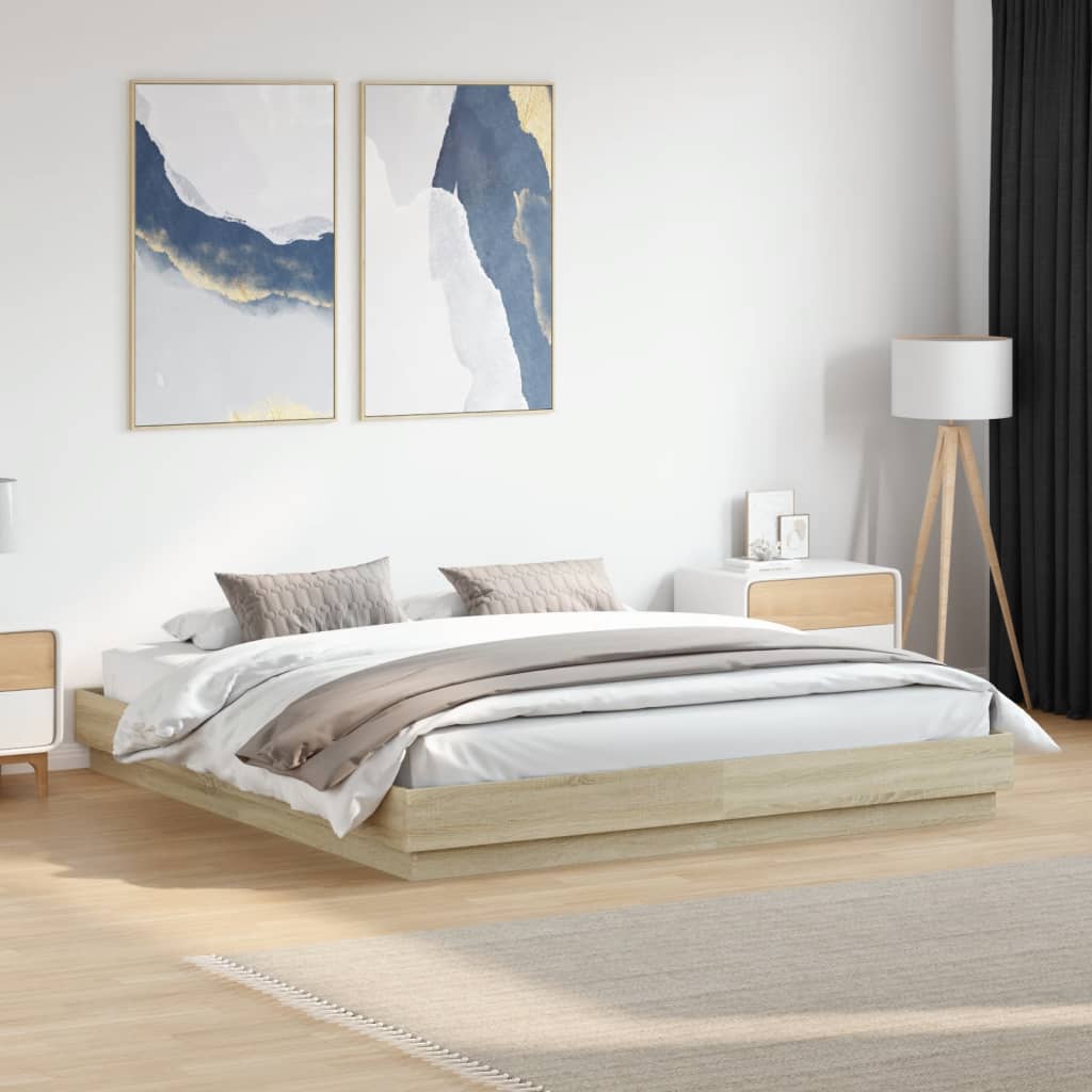 Bed Frame without Mattress Sonoma Oak 180x200 cm Super King