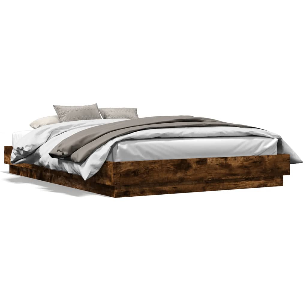 Bed Frame without Mattress Smoked Oak 140x200 cm