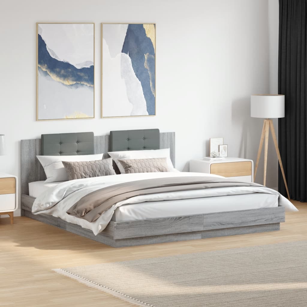Bed Frame without Mattress Grey Sonoma 200x200cm